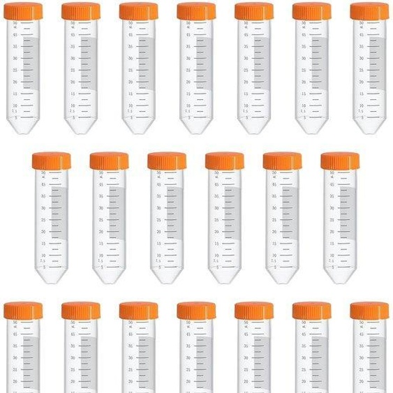 Tuyaux de laboratoire en plastique - 50 ml - 20 pièces - Transparents - Bouchon à vis - Idéaux pour les expériences en laboratoire