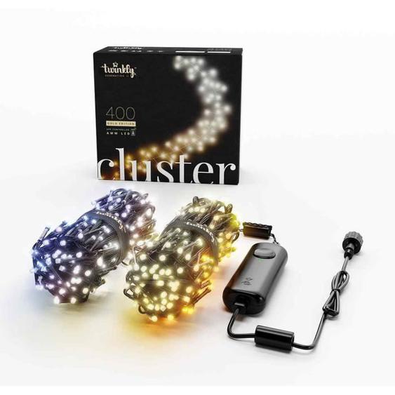 Twinkly - lumières de Noël intelligentes Cluster 400 Led AWW fil noir - bunch