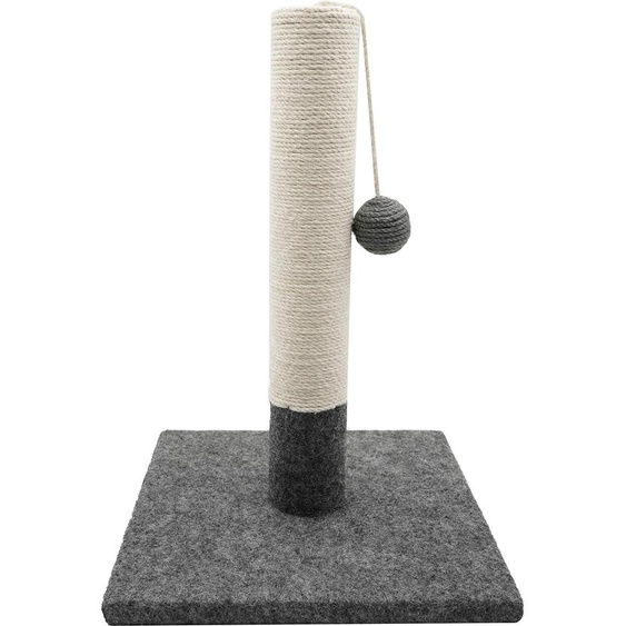 Tyrol | Poteau griffoir pour chat 42 cm | Poteau griffoir en jute et tissu résistant avec balle en peluche | Petit arbre à chat au design moderne, gris et blanc | Base stable 30x30 cm | Accessoires pour chats