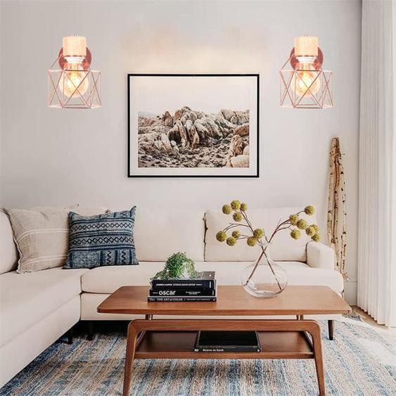 U-do 2pcs Applique Murale Industriel Retro Lampe Murale Vintage en Cage Fer Designe Simple Style Edison pour Salon Chambre