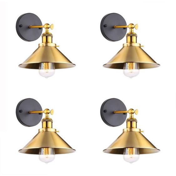 U-Do 4Pcs Applique Murale Luminiare Vintage 22cm en Métal Doré Lampe Brillant Rétro pour Chambre Bureau Escalier