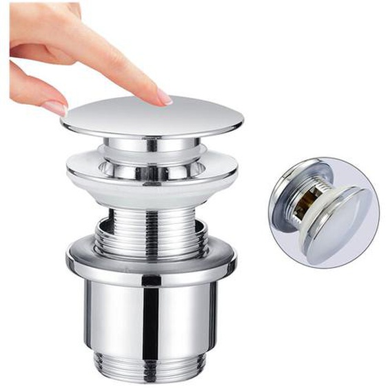 Ubeegol - Bonde de Lavabo Bonde Pop-up avec Trop-plein Automatique Universelle Bonde de Vidage en Cuivre Chromé