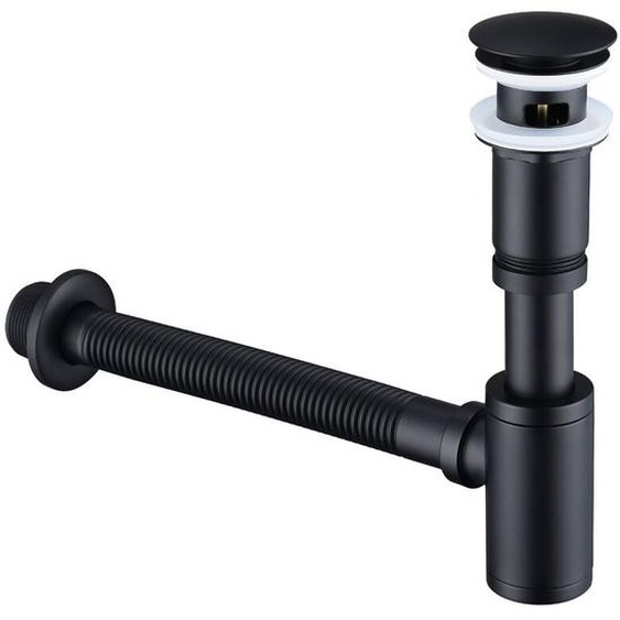 Ubeegol - Siphon de lavabo avec bonde Siphon universel et bonde découlement de salle de bain plein pour lavabo noir mat 1/4 x 30 mm siphon pop-up,