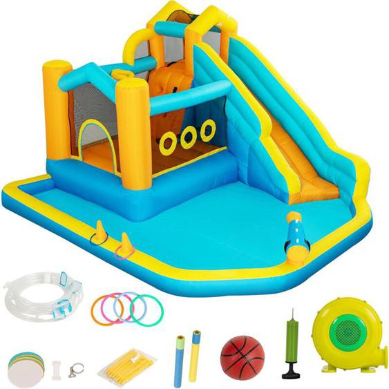 UEV - 8 en 1 Château Gonflable xxl avec Toboggan, Aire de Jeux Gonflable avec Trampoline, Intérieur et Extérieur, pour Max 3 Enfants de 3-8 Ans,