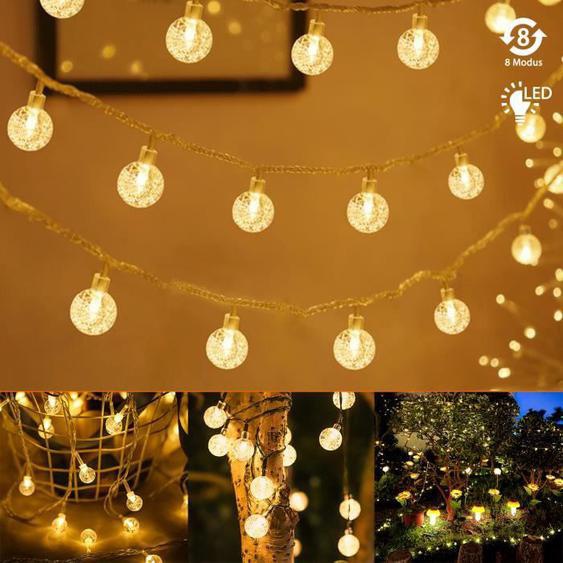 UISEBRT 30M Guirlande lumineuse LED Extérieur Intérieur Boules de Cristal 240 LED avec 8 Modes déclairage, Décoration Noël