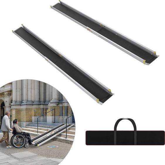UISEBRT 7 FT rampe télescopique portable pour fauteuil roulant, réglable 120-213 cm, jusquà 300 kg, rampe antidérapante en aluminium pour marches et seuils - 2 pièces