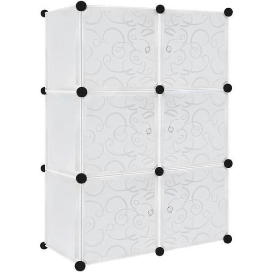 Armoire Penderie - UISEBRT - Portable DIY - 6 Cubes - Blanc semi-perméable - Résistant à lhumidité