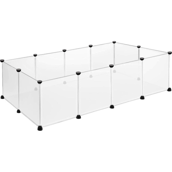 UISEBRT Enclos pour lapins Lapins cochons dInde Hamsters Enclos pour chiots Cage pour chats Parc DIY Grille en plastique et acier 12 plaques sans portes Blanc 145x75x48cm