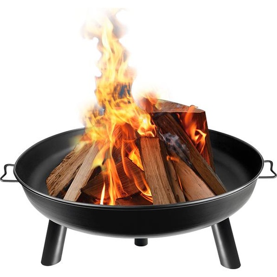 UISEBRT Ø80cm Panier à feu avec poignée Bols à feu en métal , Bonfire Bowl avec 3 pieds amovibles, foyer en acier pour BBQ Extérieur Terrasse Jardin Balcon Camping