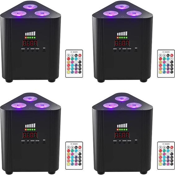UKing 4 pièces 4in1 RGBW LED batterie Par lumière 3x4W Triangle lavage applique murale DMX512 effet sans fil lumière pour Concert Disco fête