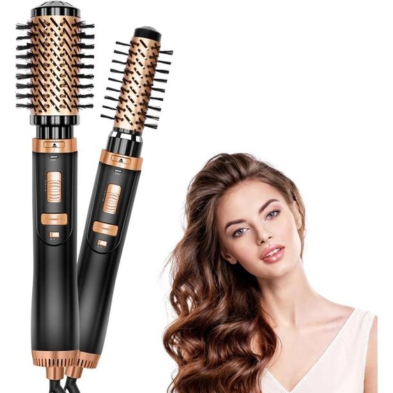 UKLISS Brosse rotative à air chaud ionique 2 en 1, sèche-cheveux, volumateur, curling, lissage, coiffage, rotation automatique, rond