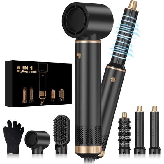 UKLISS Styler à air multifonction 5 en 1, brosse à air chaud, brosse sèche-cheveux, brosse thermique magique