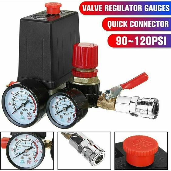 Ulisem - Jauges de régulateur de collecteur de soupape de commande de pressostat de compresseur dair 90120PSI