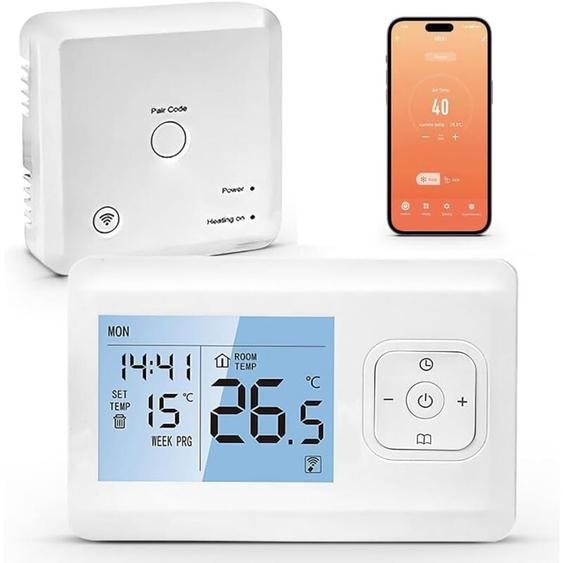 Ulisem - Thermostat Connecté sans Fil, Thermostat Connecte et Intelligent WiFi, Programmable Thermostat Chaudiere Gaz, Commande Vocale et Contrôle à
