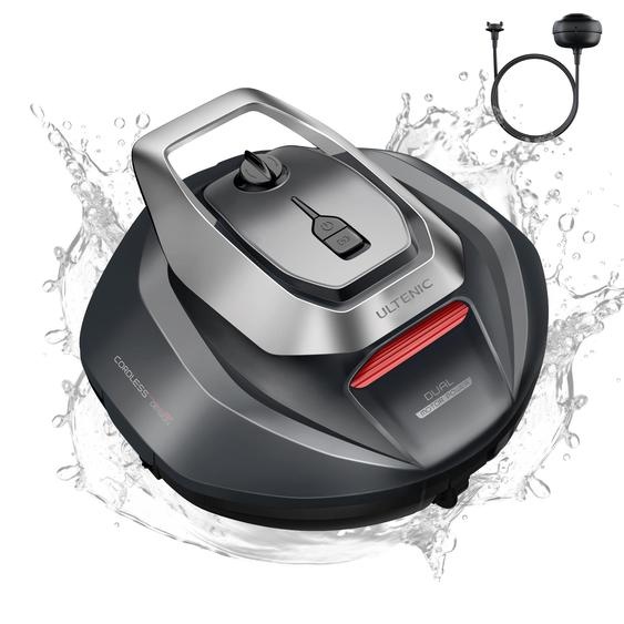 Ultenic P10 Robot de piscine, Aspirateur de piscine sans fil, 5200mAh, 90 min, 2 moteurs brushlessNettoyage automatique,Réservoir 2.5L,Auto-parking