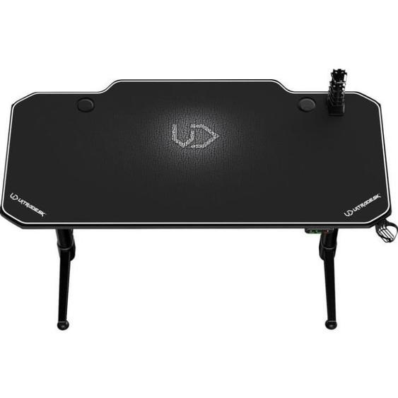 Ultradesk Frag Weiß - Table dordinateur, Bureau, Table de Jeu avec Tapis de Souris et Accessoires, L: 140cm P: 66cm H: