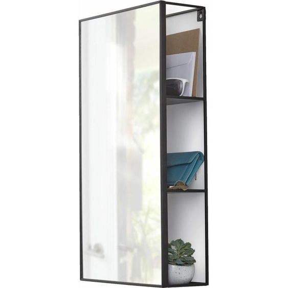 Umbra Cubiko miroir mural avec tablette, miroir mural, miroir de décoration, miroir décoratif, métal, noir, 62 cm, 1009654-040