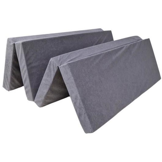 Matelas dappoint pliant - NATALIA SPZOO - 180x120x8cm - Housse amovible - Mousse PU - Gris