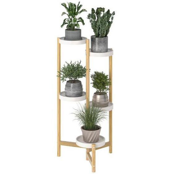 UNHO Étagère Plante Interieur Support Plantes en Bambou Porte Pot de Fleurs Extérieur pour Balcon Jardin Bureau