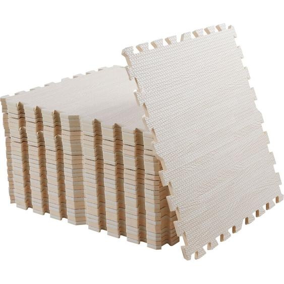 Unho - Tapis en Mousse eva Emboîtables - 240 x 180cm - Effet Bois Doux pour Salon Chambre Salle de Gym - E1.0cm Beige 12Pcs