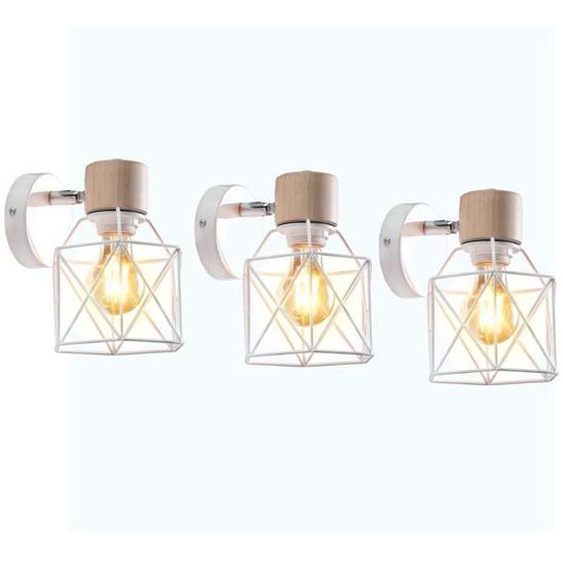 UNI Applique Mural Industrielle 3 Pack Eclairage Mural Vintage en Métal E27 Lampe de Mur Luminaire Intérieur Industrielle - Blanc