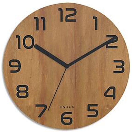 UNILUX Horloge Palma bamboo. Silencieuse. diam : 30 cm, fonctionne avec une pile LR6/AA non fournie