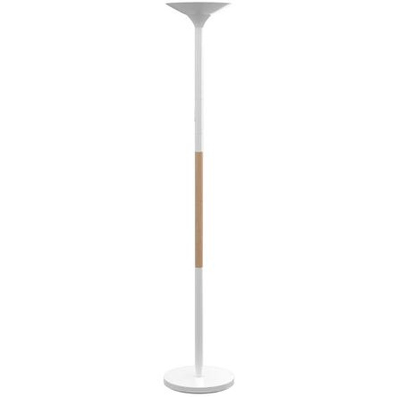Unilux lampadaire Pryska - Led intégrée - 40W - Variateur dintensité - Acier et bois hêtre - Blanc