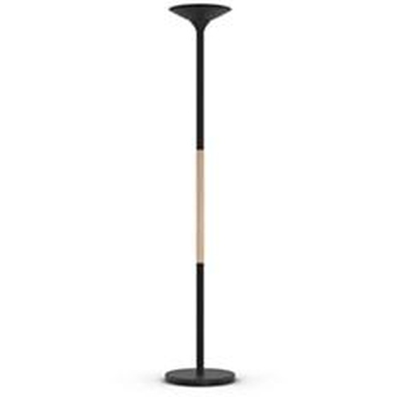 Unilux Lampadaire Pryska - Led intégrée - 40W - Variateur dintensité - Acier et bois hêtre - Noir