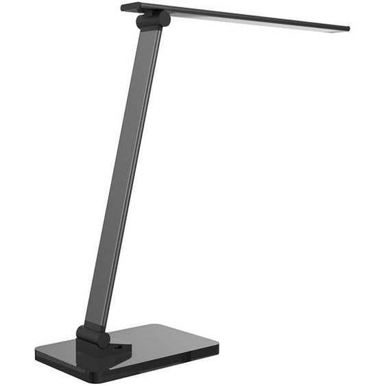 Unilux Lampe de bureau Popy - Led intégrée - 5W - Bras et tête articulés - Port USB - Socle en verre - Noir