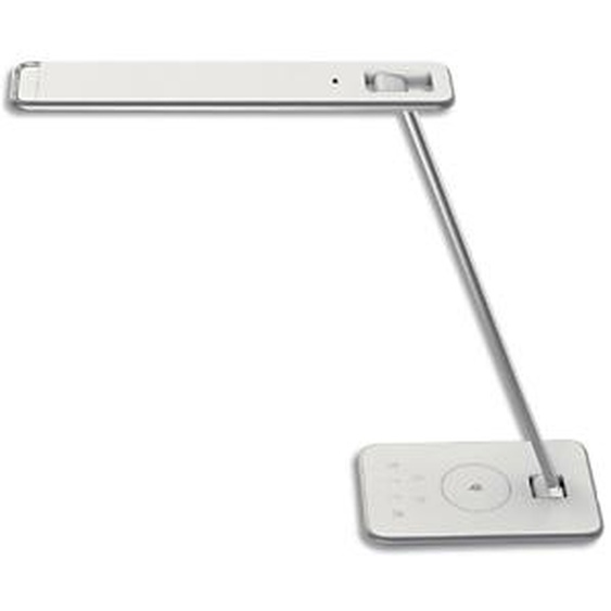 UNILUX Lampe LED Jazz Blanche, interrupteur tactile, port USB, chargeur, Tête 35 cm H47 cm Socle 12x20 cm