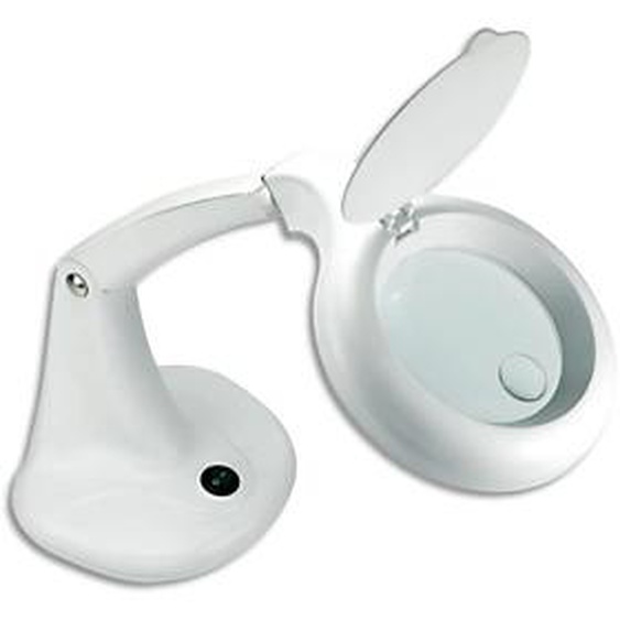 UNILUX Lampe loupe LED Mini Zoom blanche. Sur socle. Loupe de 3 dioptries, grossissement de 1,75.