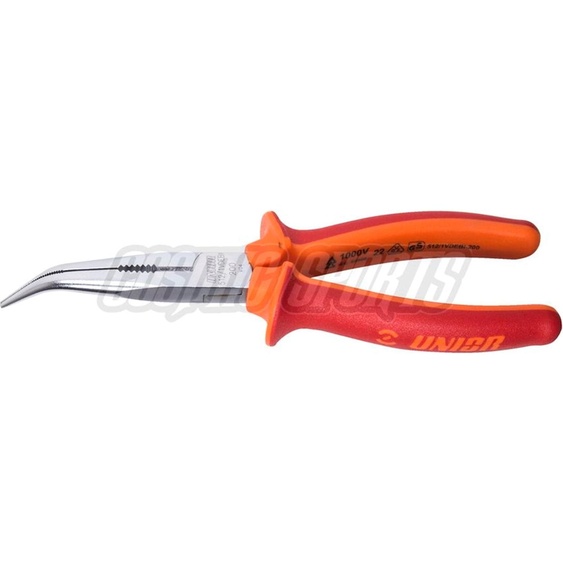 Unior 512/1VDEBI Pince à bec plat avec tranchant, courbée à 45°, 77mm, red