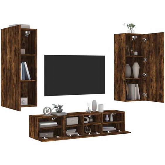 Unités murales TV 5 pcs chêne fumé bois dingénierie
