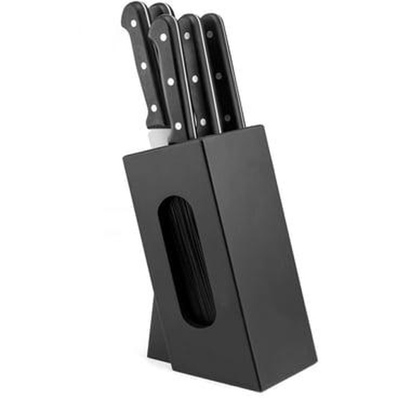 Universal - Bloc spaghetti bois noir avec 5 couteaux de cuisine