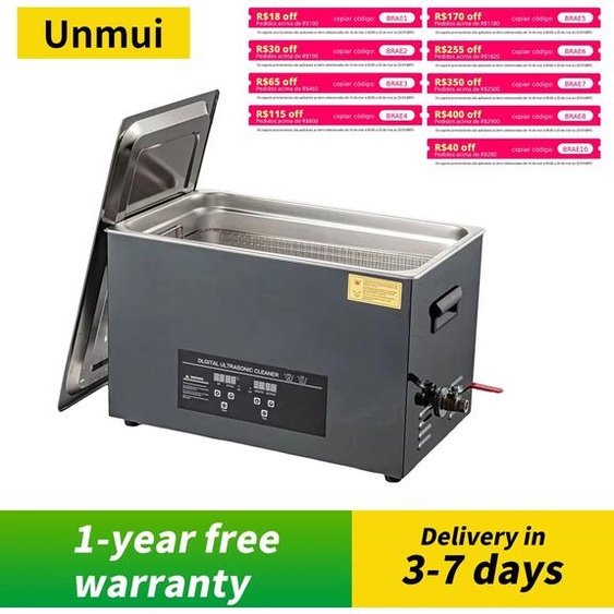 unmui Nettoyeur à ultrasons numérique chauffant en acier inoxydable 2L/3L/6L/10L/15L/30L, machine de nettoyage à ultrasons 40KHZ, appareil ménager