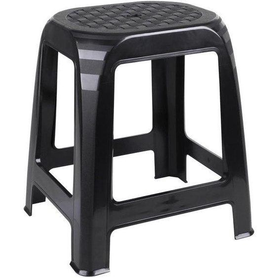 Unnyqoos® : Tabouret daccès en plastique noir stable, dimensions 46 x 41 x 36 cm, capacité de charge jusquà 120 kg – Petit marchepied compact pour la cuisine et la salle de bain, aspect rotin