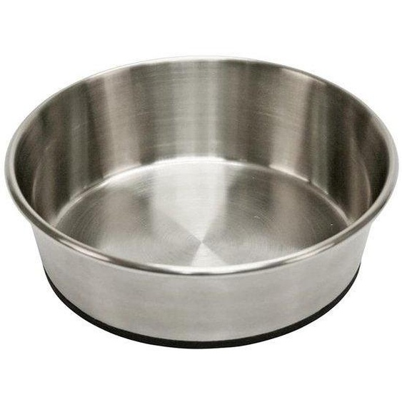 Unyqoos® Bol en acier inoxydable, 1600 ml, avec base en caoutchouc antidérapante, argent et noir, 22 x 6,8 cm, pour chiens et chats