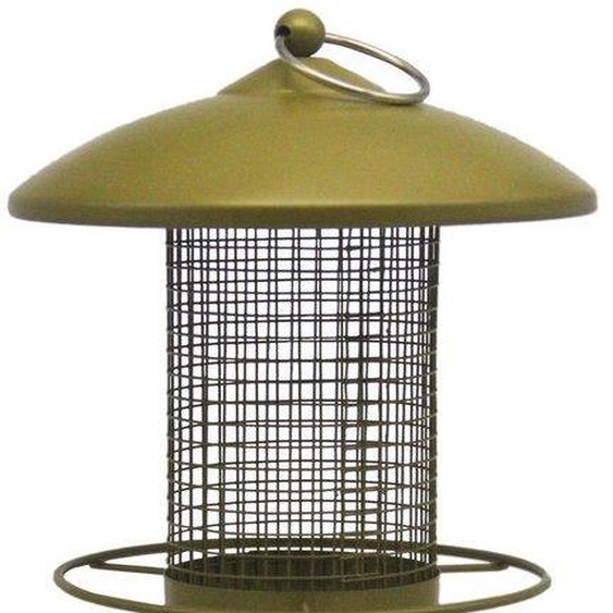 Unyqoos® : Colonne dalimentation en métal, revêtue de poudre résistante aux intempéries, pour oiseaux sauvages – élégante, 30 x 16 x 16 cm, avec système de drainage de leau et 2 supports pour perchoirs, pour aliments de gros gibier