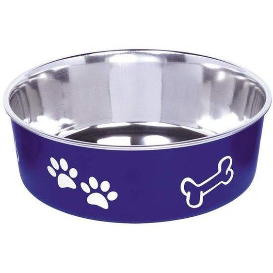 Unyqoos® Gamelle anti-dérapante pour chiens, 20 cm (1,8 l) – bleue, avec anneau en caoutchouc antidérapant, lavable au lave-vaisselle, pour chiens de petite et moyenne taille
