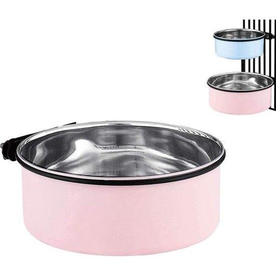 Unyqoos® – Gamelle suspendue en acier inoxydable, capacité de 850 ml, diamètre de 14 cm, hauteur de 6 cm, 1 pièce. Gamelle pour nourriture et eau, idéale pour les petits chiens et les cages pour petits animaux