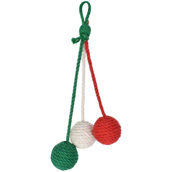Unyqoos® : Jouet suspendu interactif en sisal pour chats, avec corde en coton et grelot. Jouet naturel robuste et résistant aux griffes, idéal pour le jeu autonome