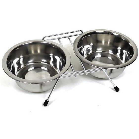 Unyqoos® : Lot de 2 gamelles en acier inoxydable avec base antidérapante, diamètre 11 cm – compactes, idéales pour les chats et les petits chiens