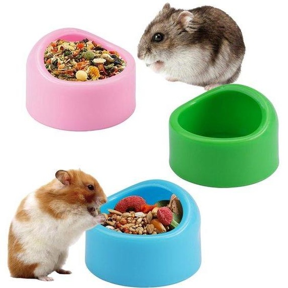 Unyqoos® : Lot de 3 gamelles pour petits animaux en ABS, non toxiques – idéales pour les hamsters, les cobayes, etc. Disponible en rose, bleu et une troisième couleur. Robustes, légères et faciles à nettoyer