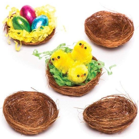 Unyqoos® Mini-nids en forme de volailles, lot de 15, diamètre 5 cm – Mini-nids pour une décoration de Pâques créative, pour la décoration de tables, pour la décoration de gâteaux et pour des projets de bricolage