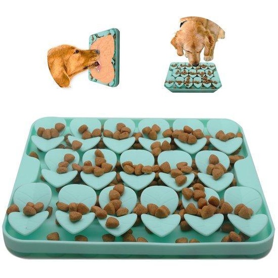 Unyqoos® Tapis de nourriture en silicone de qualité alimentaire pour chiens et chats – 20,5 x 20,5 x 1,7 cm, 84 ventouses puissantes, alimentation lente et réduction du stress