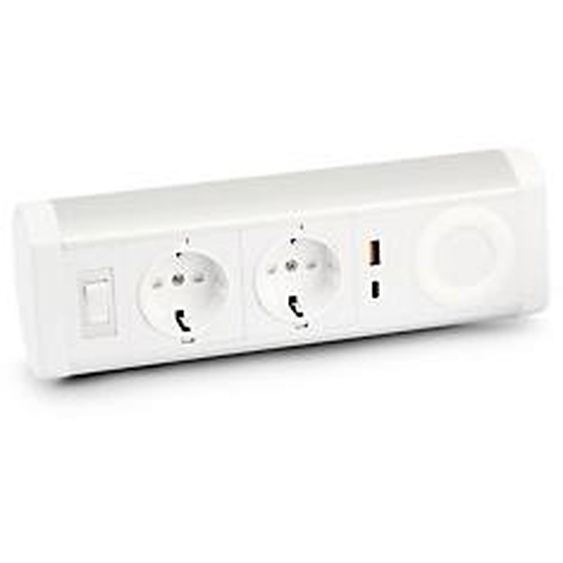Urban Factory PPS03UF-WH, 1,35 m, Intérieure, Type F, Aluminium, Plastique, Acier, Argent, Blanc, Chine
