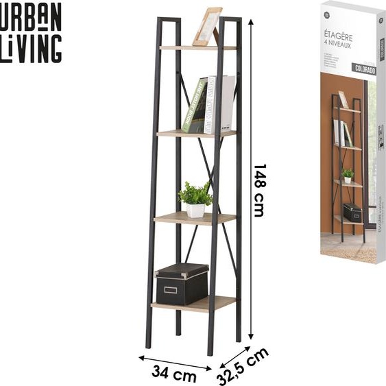 Urban Living Étagère à étages COLORADO Étagère sur pied 34 x 32,5 x 148 cm 151373