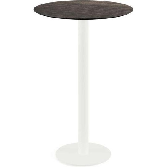 Urban - Table de bar, structure blanche + plateau en stratifié haute pression (HPL) aspect bois lavé, Ø 70 cm, 1 pièce