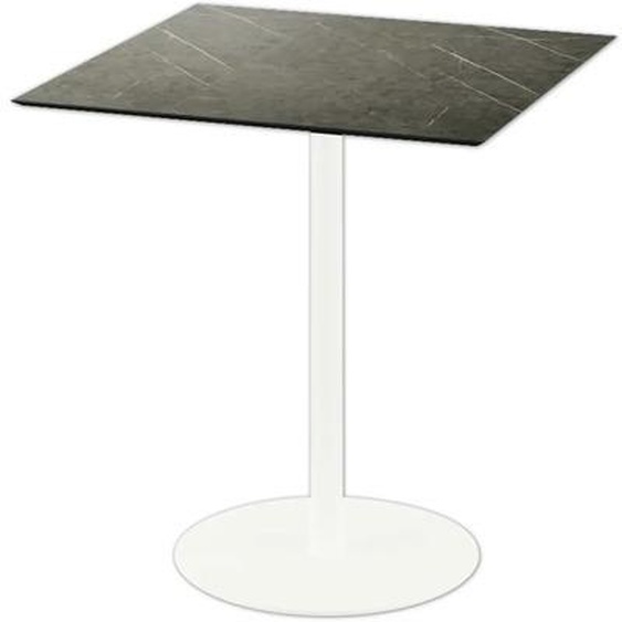 Urban - Table de terrasse, structure blanche + plateau HPL effet marbre Midnight, 70 x 70 cm, 1 pièce