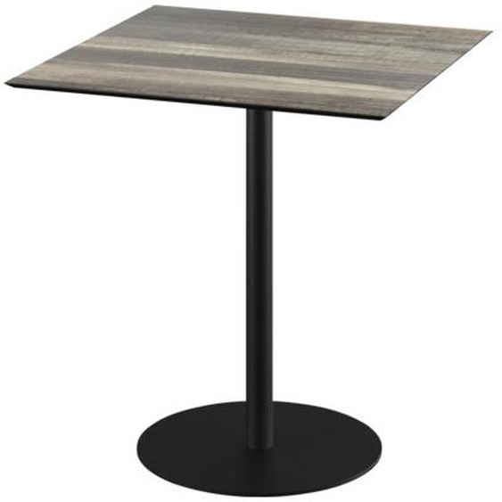 Urban - Table de terrasse, structure noire et plateau en stratifié imitation bois tropical, 70 x 70 cm, 1 pièce